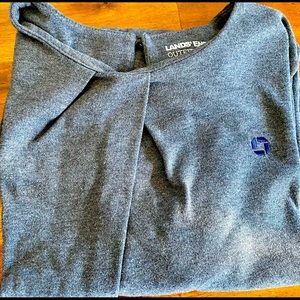 Lands End Chase Charcoal Grey 3/4 Sleeve Jersey Knit Top Size Small